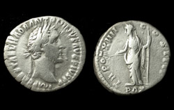 Antoninus Pius, Denarius, Pax reverse